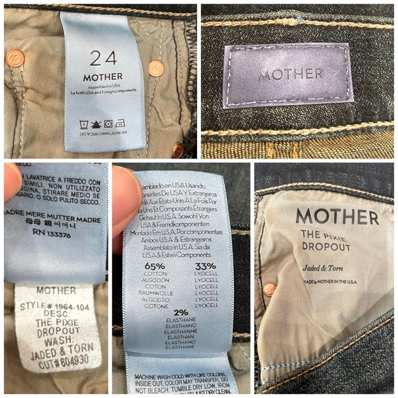 MOTHER Distressed Cropped Tapered Boyfriend Jeans Size 24 - Picture 12 of 12